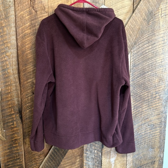 Modern Culture dark maroon fleece zip up hooded sweat jacket size Large - Picture 4 of 6